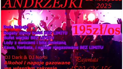 Andrzejki: 2 kolacje,deser,bogaty bufet zimny i wiejski,napoje bez limitu - Sylwester.pl Andrzejki: 2 kolacje,deser,bogaty bufet zimny i wiejski,napoje bez limitu - Sylwester