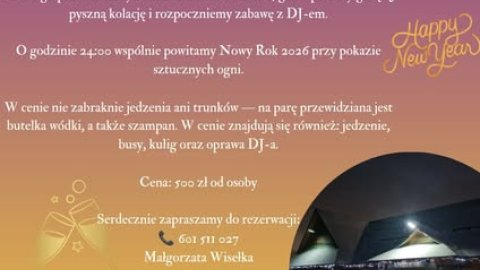 Ranczo Cieńków zaprasza na niezapomnianą zabawę sylwestrową - Sylwester