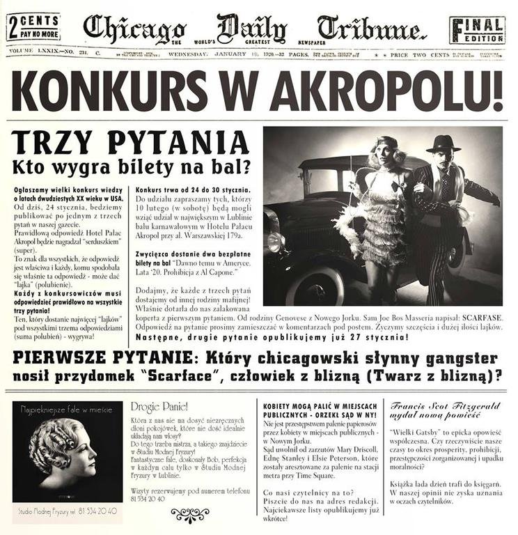 Konkurs, do wygrania bilety na bal.