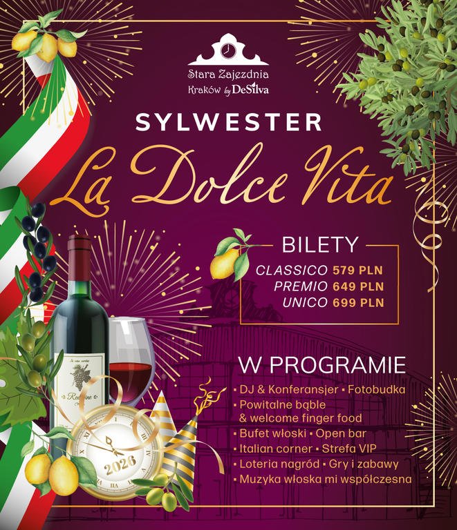 Bal Sylwestrowy "La Dolce Vita" - Stara Zajezdnia Kraków!