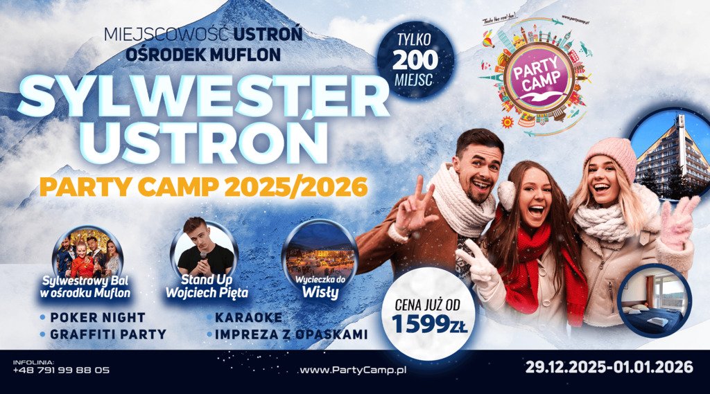 Sylwester z Balem i bogatym menu w Ustroniu dla Singli, Par, Studentów