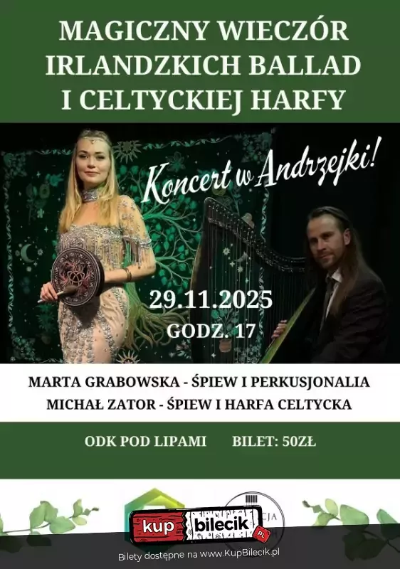 Muzyczna podróż do świata celtyckich brzmień. Koncert w Andrzejki!