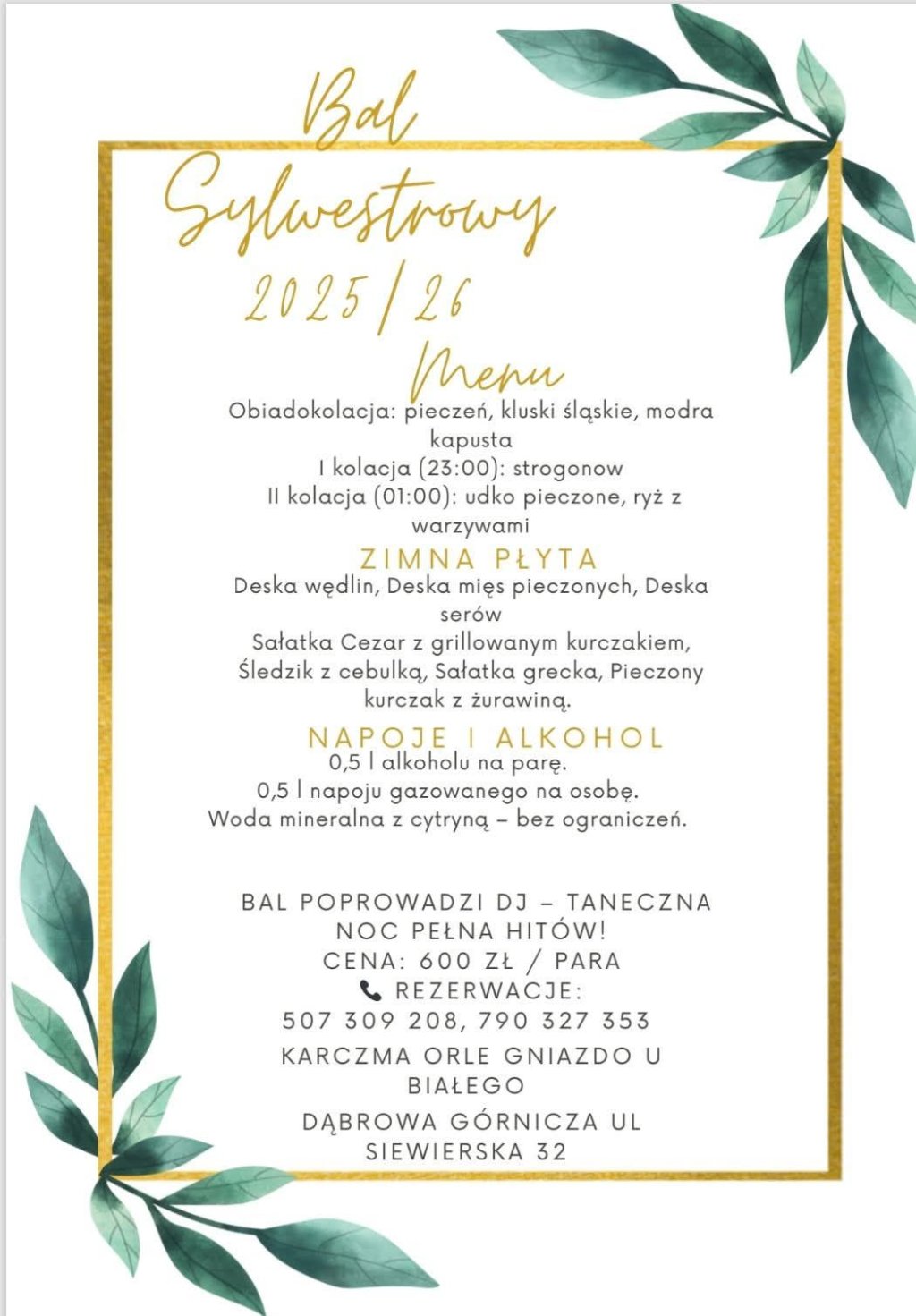 Bal sylwestrowy 2025/2026