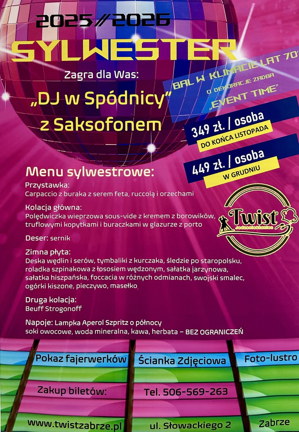 Sylwester 2025/2026 w Zabrzu | Restauracja Twist