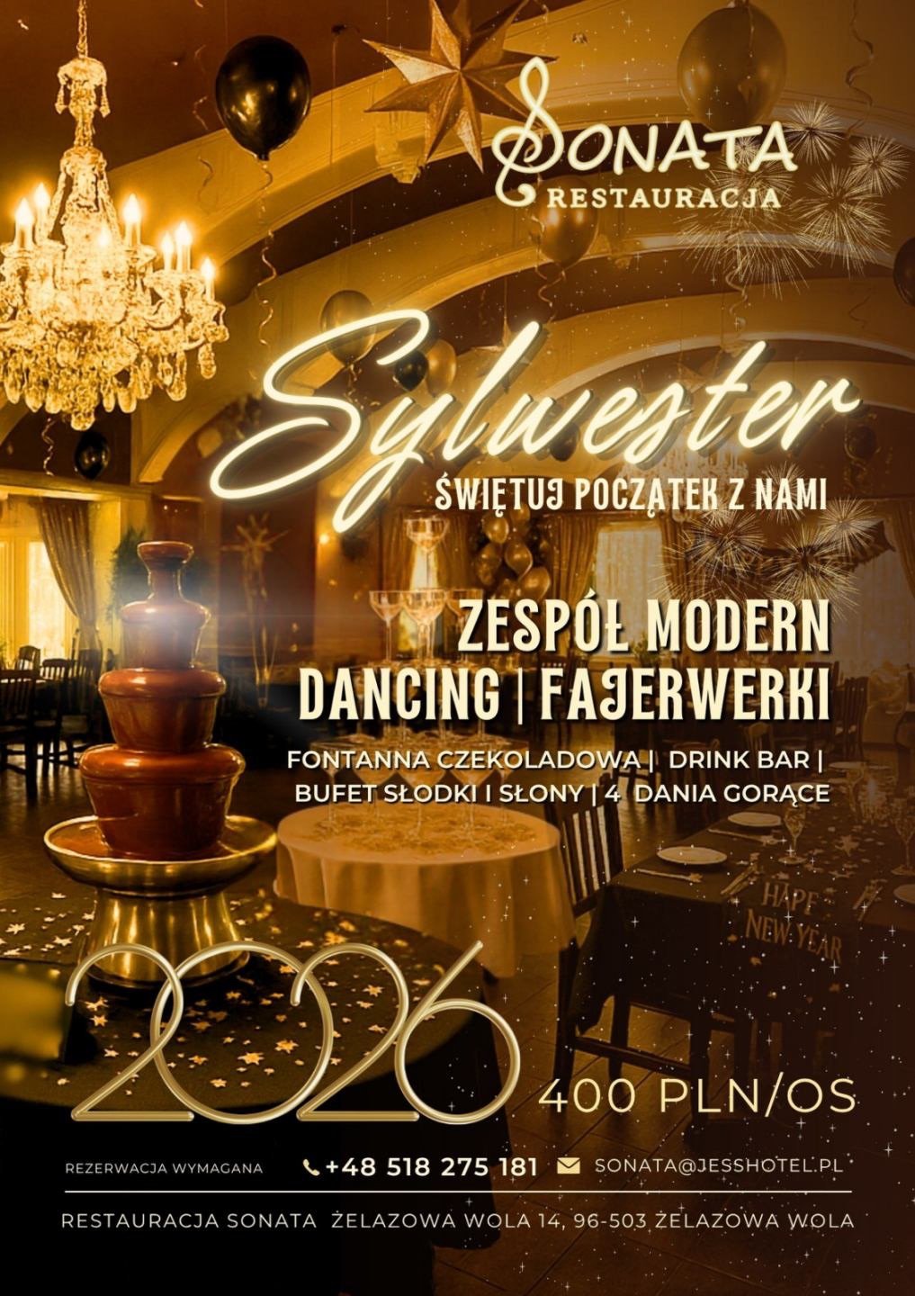 Sylwester w Restauracji Sonata w Żelazowej Woli