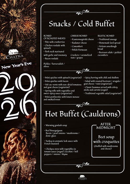 Sylwester 2026 w Chatce przy Jatkach. Pyszna kolacja i zabawa z DJ