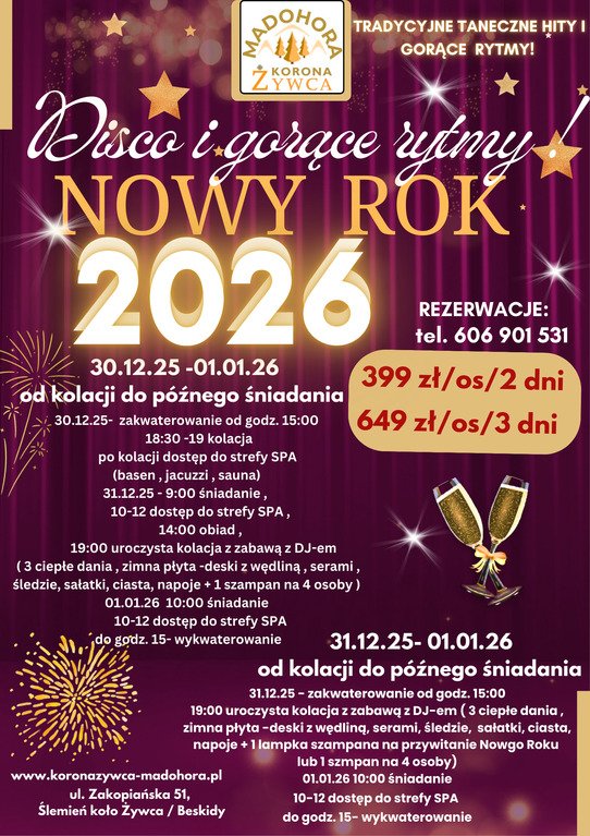 od 399zł/os all inclusive SYLWESTER  + BASEN/SPA