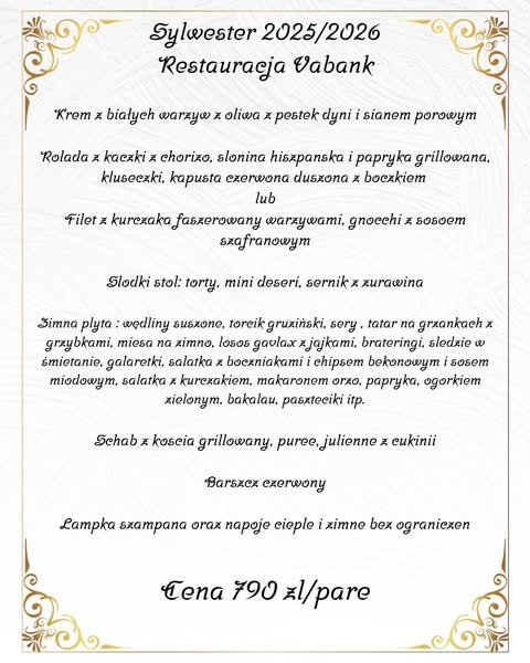 Sylwester w Restauracji VaBank w Zabrzu