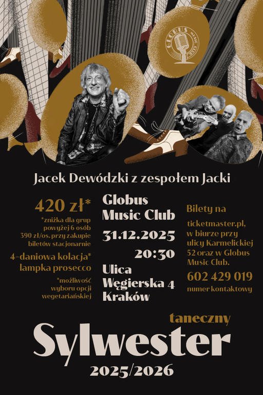 Globus Music Club w Krakowie- zaprasza na zabawę sylwestrową