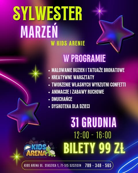 Sylwestrowa zabawa dla dzieci w Kids Arena