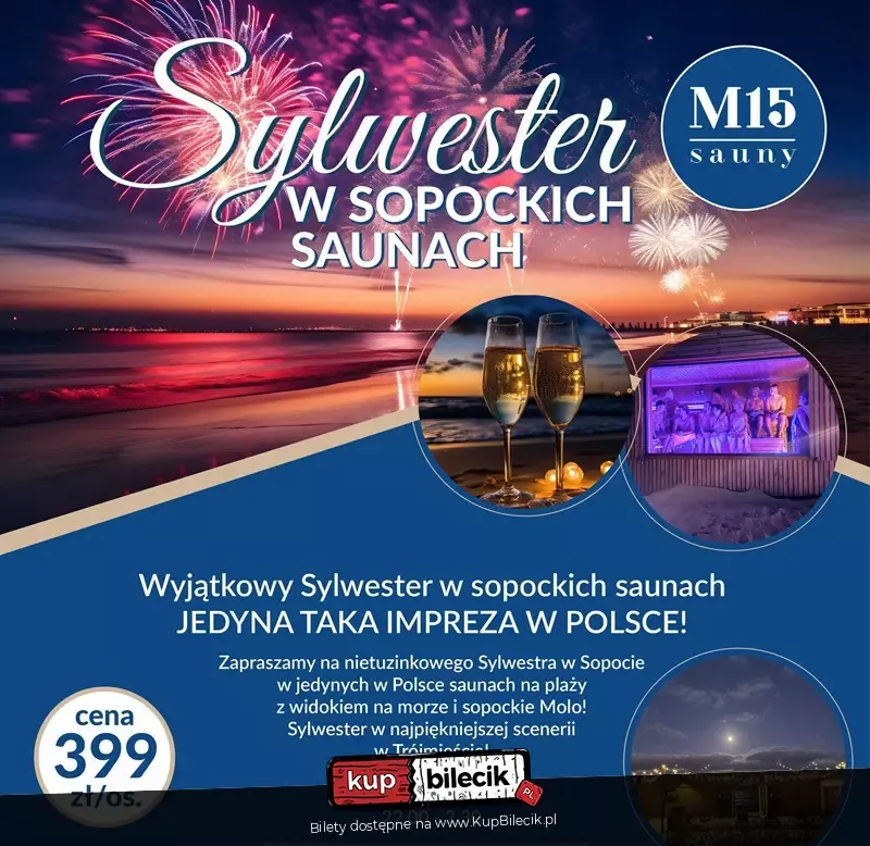 Sylwester w saunach M15 w Sopocie na plaży!