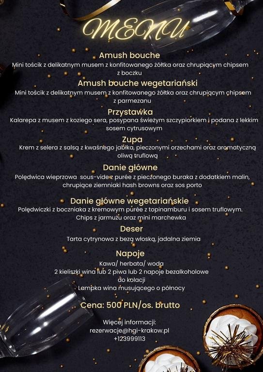 KOLACJA SYLWESTROWA Z TAŃCAMI 