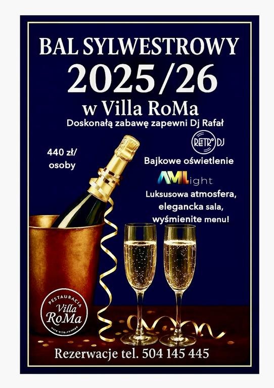 Bal Sylwestrowy 2025/2026 w Villa RoMa Gałków Mały / k. Łodzi 